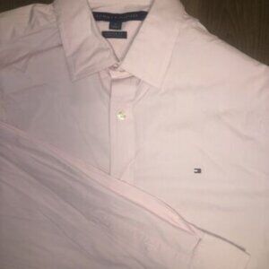 Tommy Hilfiger Button Up Shirt Medium Pink  Long Sleeve Casual Logo Collared